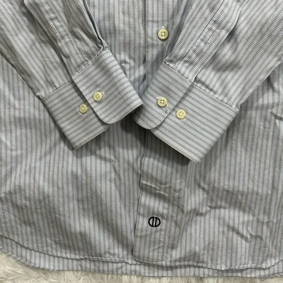 David Donahue Men’s Long Sleeve Button Up Dress Shirt Size XL | White / Brown - Picture 3 of 5